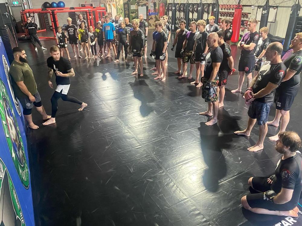 Jake Matthews running a seminar for a large group of students at Mildura Martial Arts